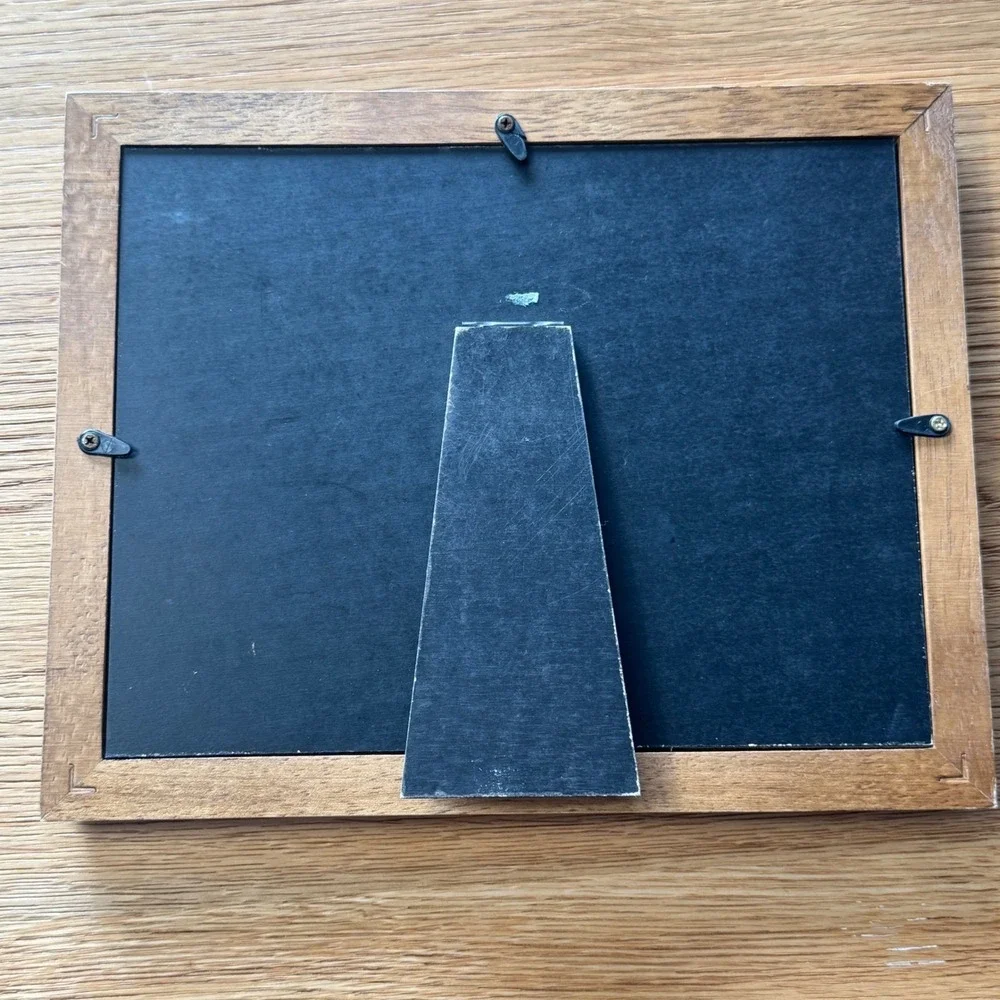 Vintage Rustic Wood Hunting Picture Frame Hunter and Dog Silhouette 7.5x9.5